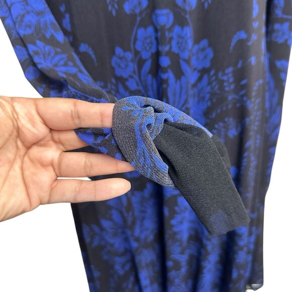 FUZZI Jean Paul Gaultier Dress Plus Size 22 Black Blue Floral Pullover Mesh NEW - Picture 4 of 13